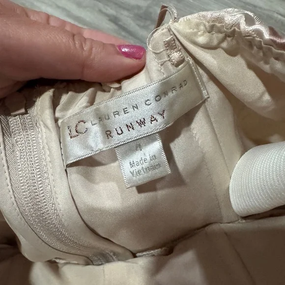 LC Lauren Conrad Runway Elegant Cream Floral Strapless Dress - Picture 6 of 9